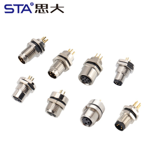 Разъем M8 для печатной платы (папа/мама) с креплением спереди/сзади, 3, 4, 5, 6, 8 контактов