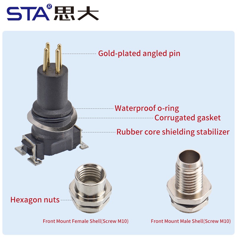 Разъем M8 SMD, с 3, 4, 5, 6, 8 контактов