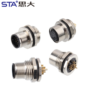 Авиационный штекер M14 для переднего/заднего монтажа, металлический, для пайки, штекер/гнездо, 18 контактов, винт M17*1.5, круглый разъем.