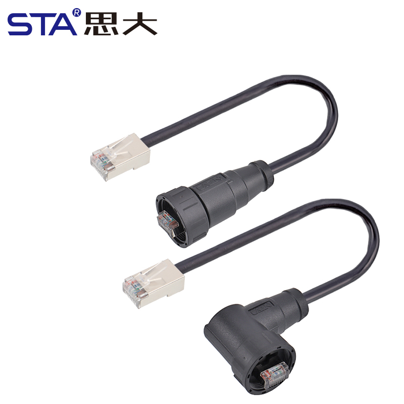 Водонепроницаемый резьбовой штекерный разъем RJ45 IP67 с литой оболочкой