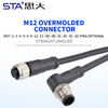 M12 Неэкранированный Литой Прямой/Угловой Разъём с Кабелем PVC/TPU