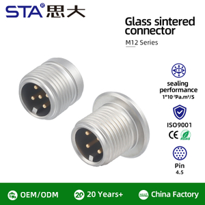 M12 стеклоспечённый герметичный датчик авиационный штекер разъём 316L, 4/5 контактов