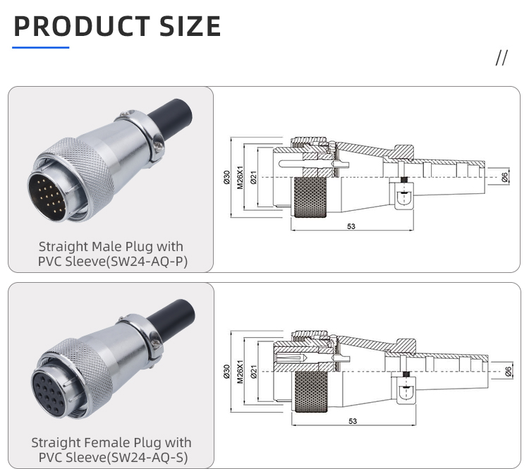 Разъем WS24: Авиационный Штекер и Квадратный фланец Розетка