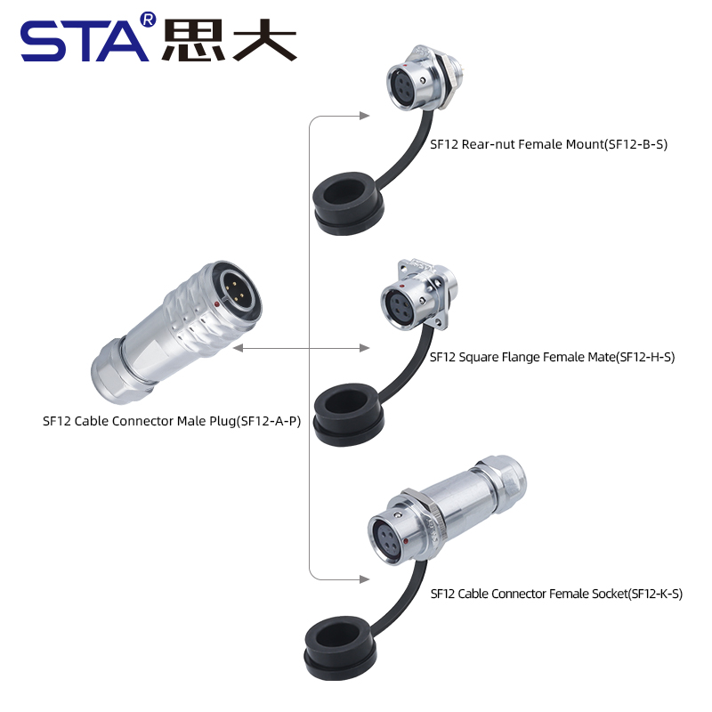 SF12: IP44 Самозащелкивающийся разъем Толкай-тяни