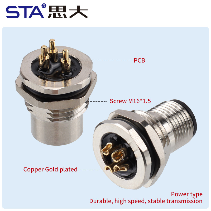 M12 S-code Металлические Панельные Разъёмы 3/4 pin IP67