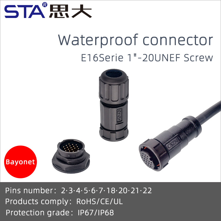 E16 серия 1"-20UNEF байонетный водонепроницаемый разъём IP67/IP68
