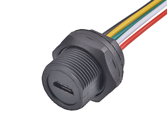 Герметичное гнездо Micro USB с резьбовым соединением, IP67/IP68