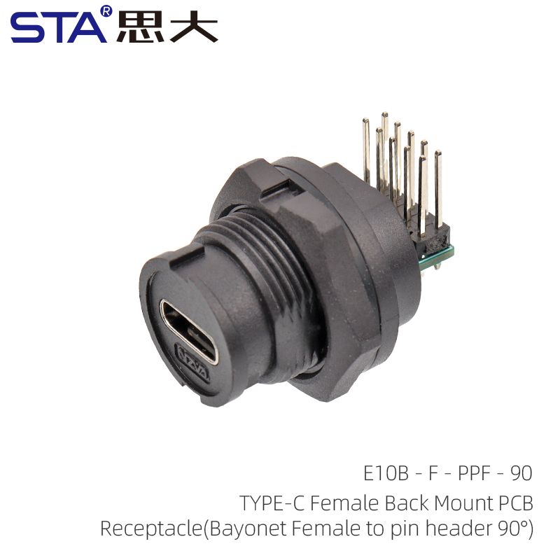 Разъем Type-C IP68: Розетка для Заднего Монтажа Байонет