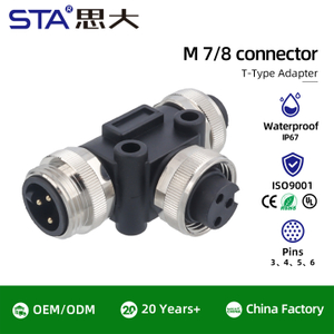 7/8 IP67 T-адаптер промышленный Доступны версии 7/8–7/8 и 7/8–M12