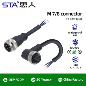 7/8 IP67 неэкранированный кабельный литой авиационный разъём 